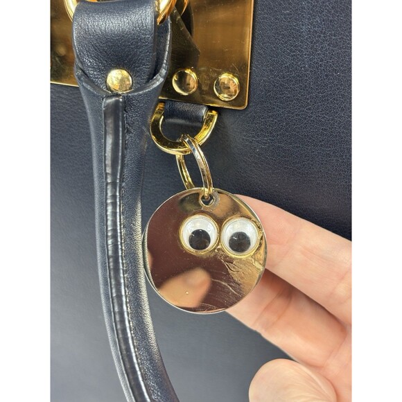 Sophie Hulme Albion Tote Bag Navy Blue Leather Top Handle Shoulder Strap - Picture 3 of 14